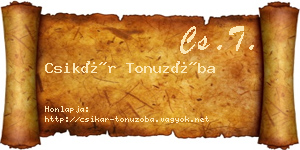 Csikár Tonuzóba névjegykártya